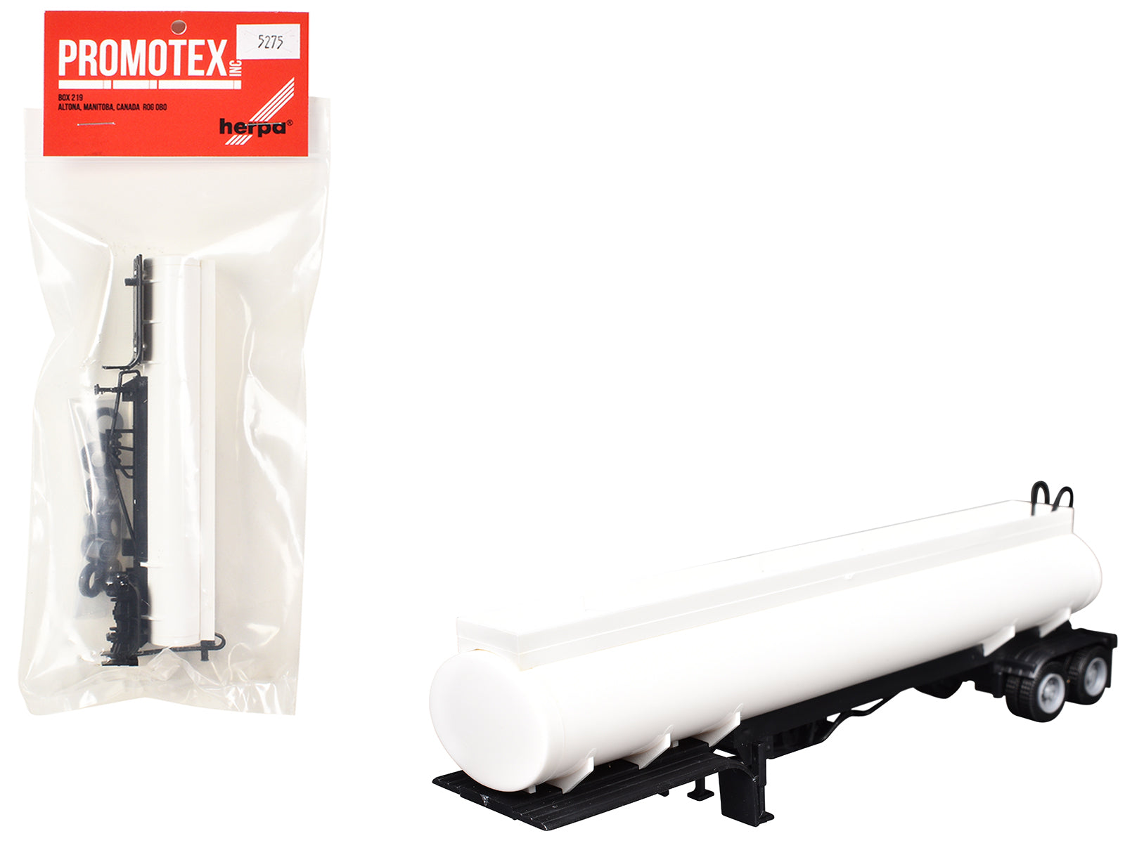 Elliptical Tanker Trailer White 1/87 (HO) Plastic Model by Promotex