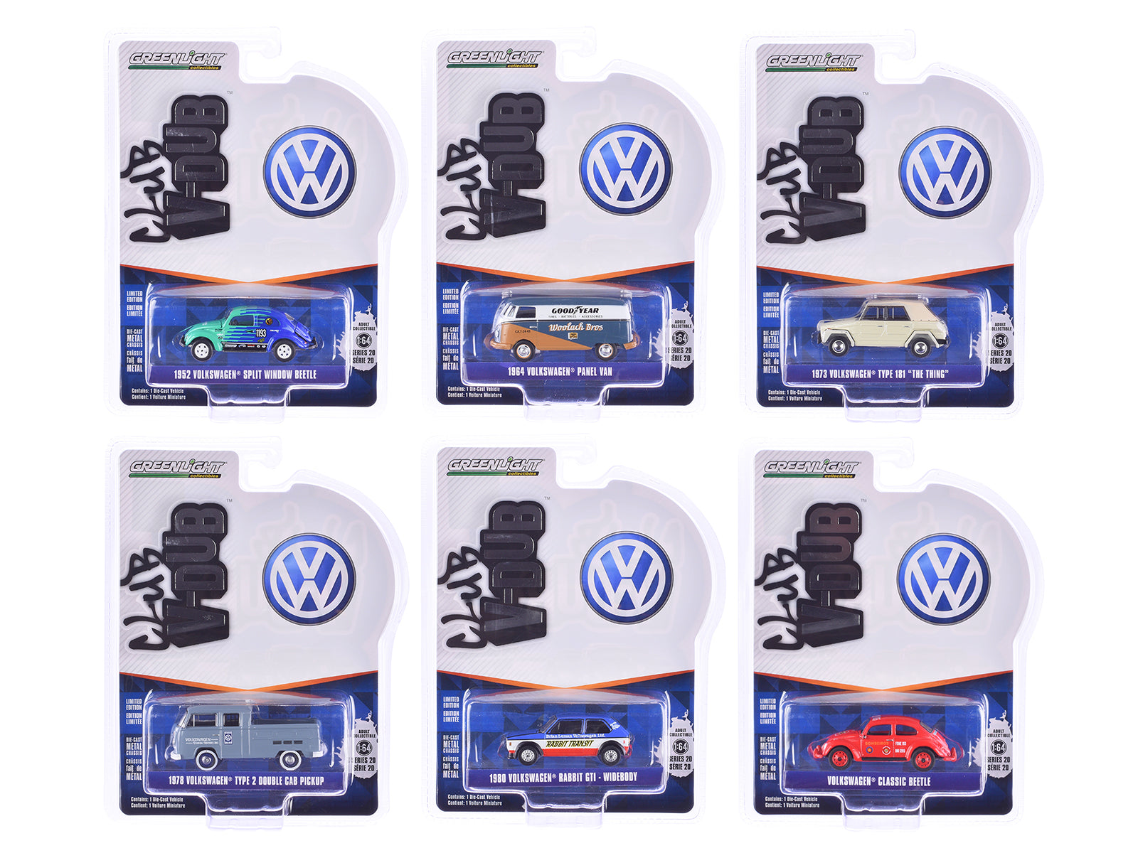 "Club Vee-Dub" Series 20 Set of 6 pieces 1/64 Diecast Model Cars by Greenlight