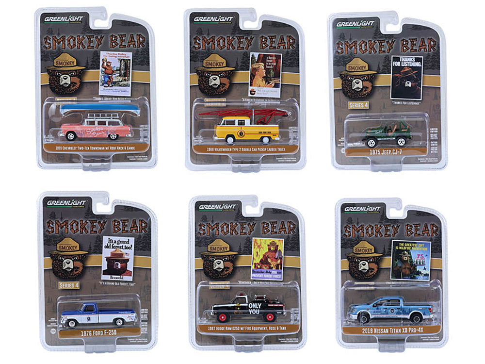 "Smokey Bear" Set of 6 Cars Series 4 1/64 Diecast Model Cars by Greenlight