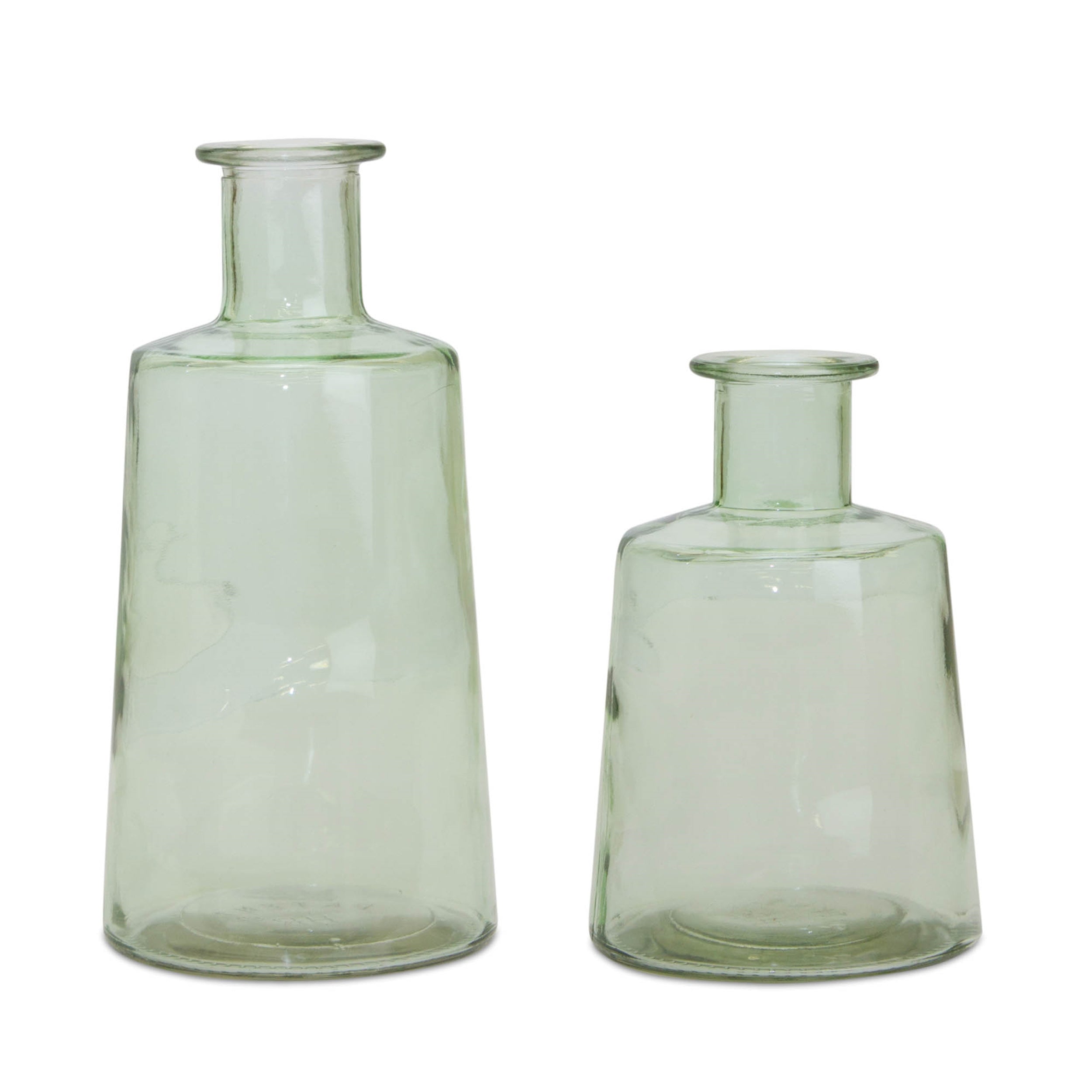 Blue Glass Tapered Bottle Vase (Set of 2)