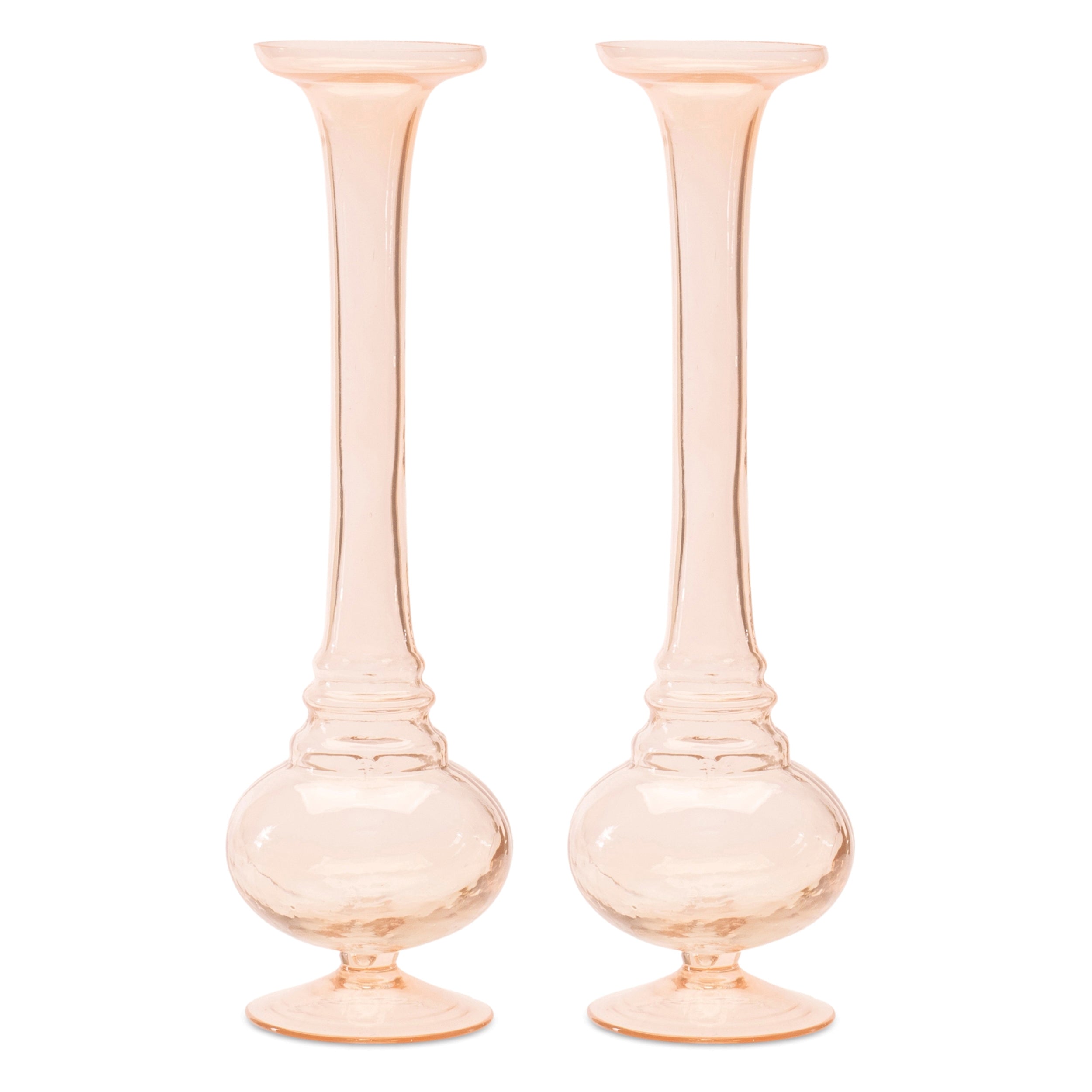 Pink Glass Stem Vase (Set of 2)
