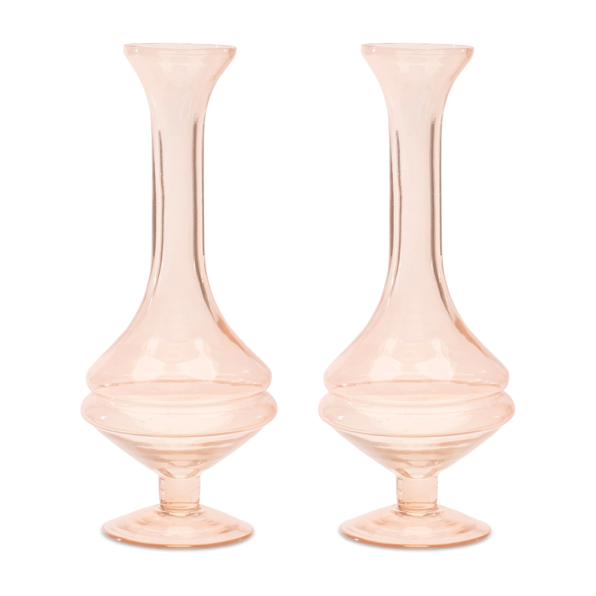 Pink Glass Stem Vase (Set of 2)