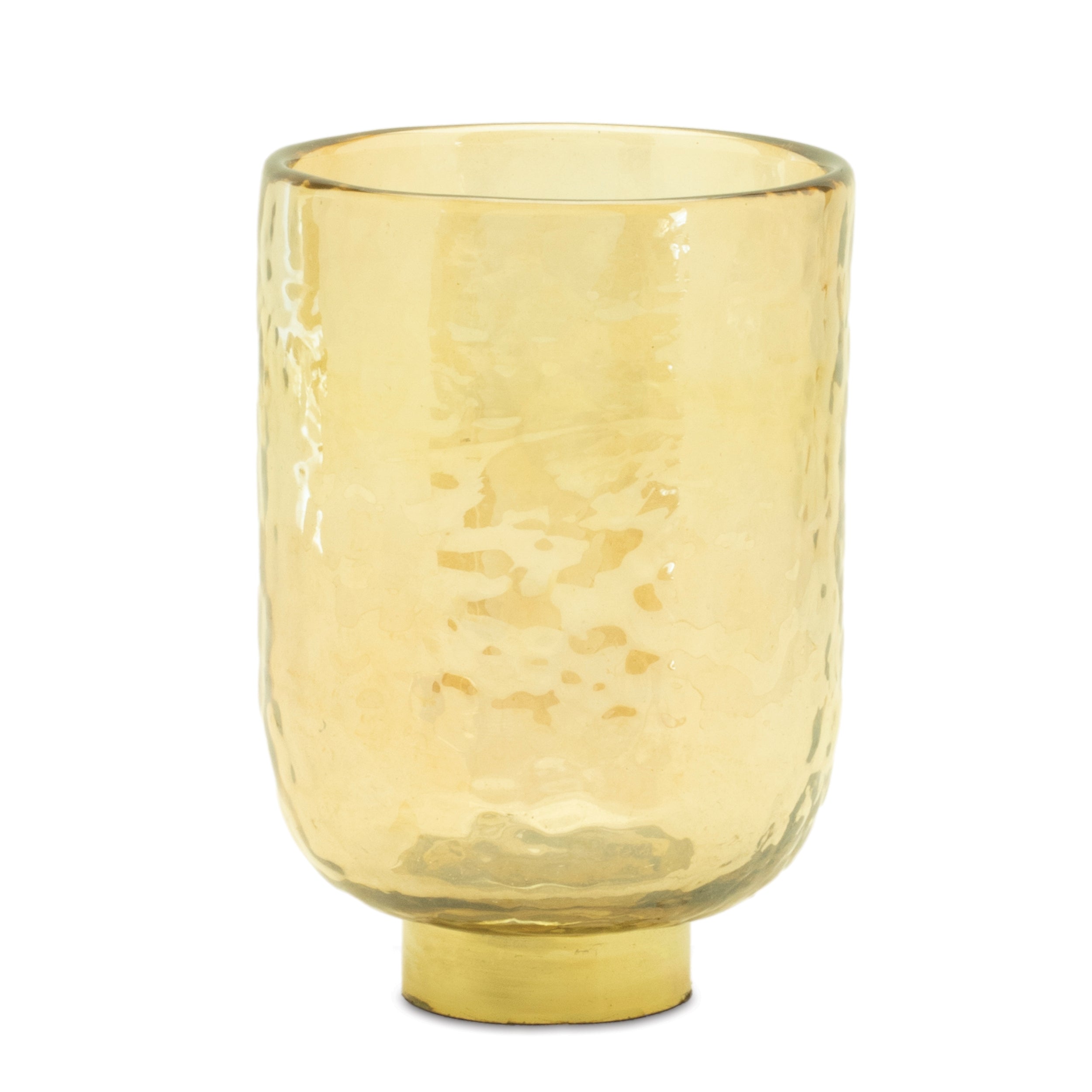 Gold Glass Vase with Metal Accent (Set of 2)