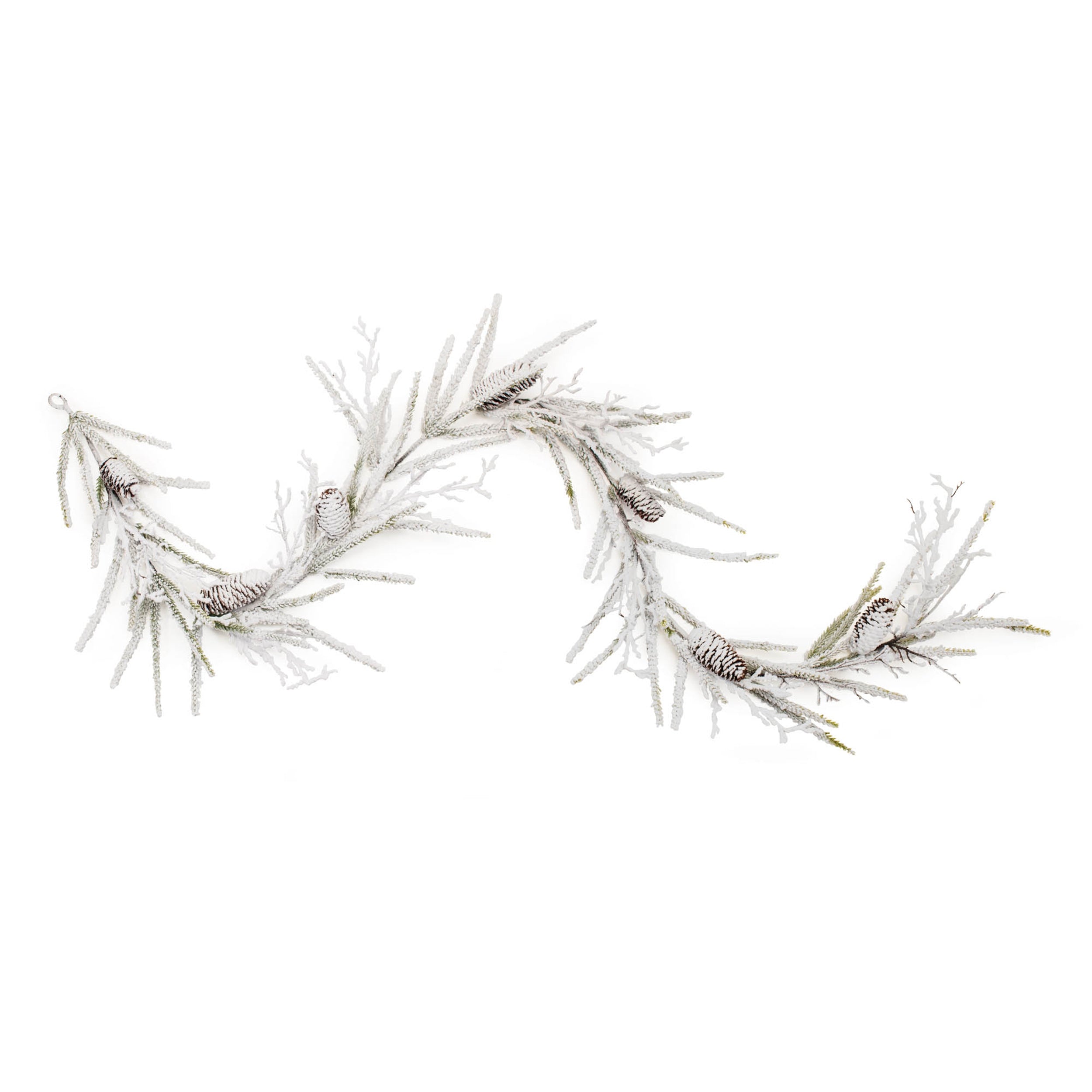 Flocked Pine and Pinecone Garland 6'L