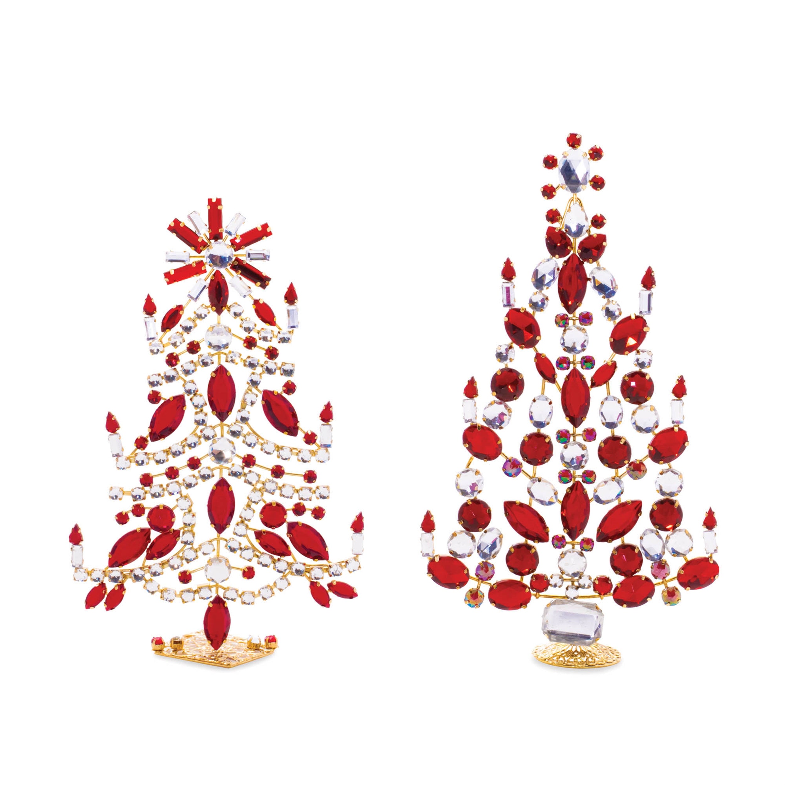 Jeweled Metal Christmas Tree (Set of 2)