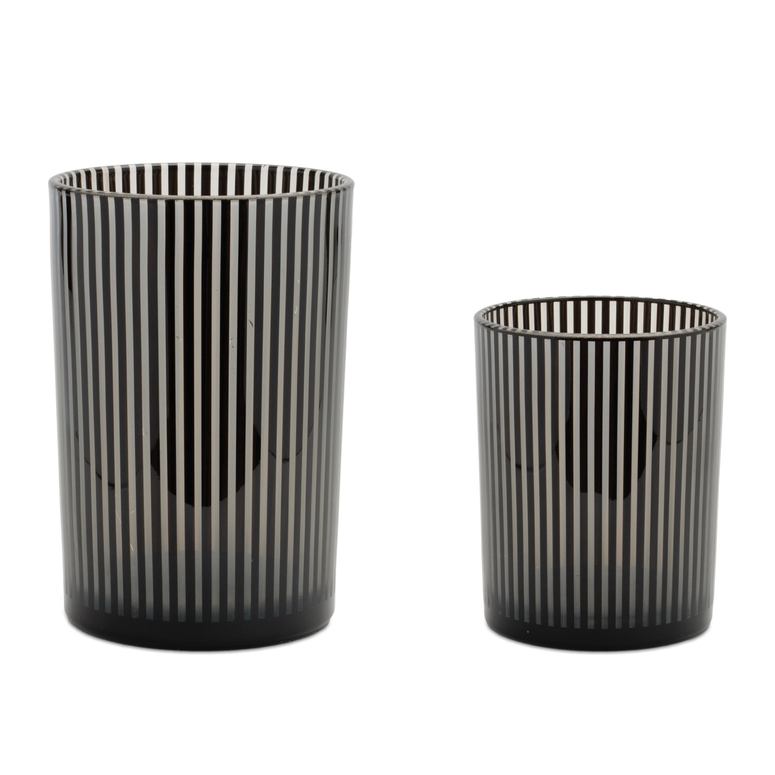 Srtiped Glass Candle Holder (Set of 2)