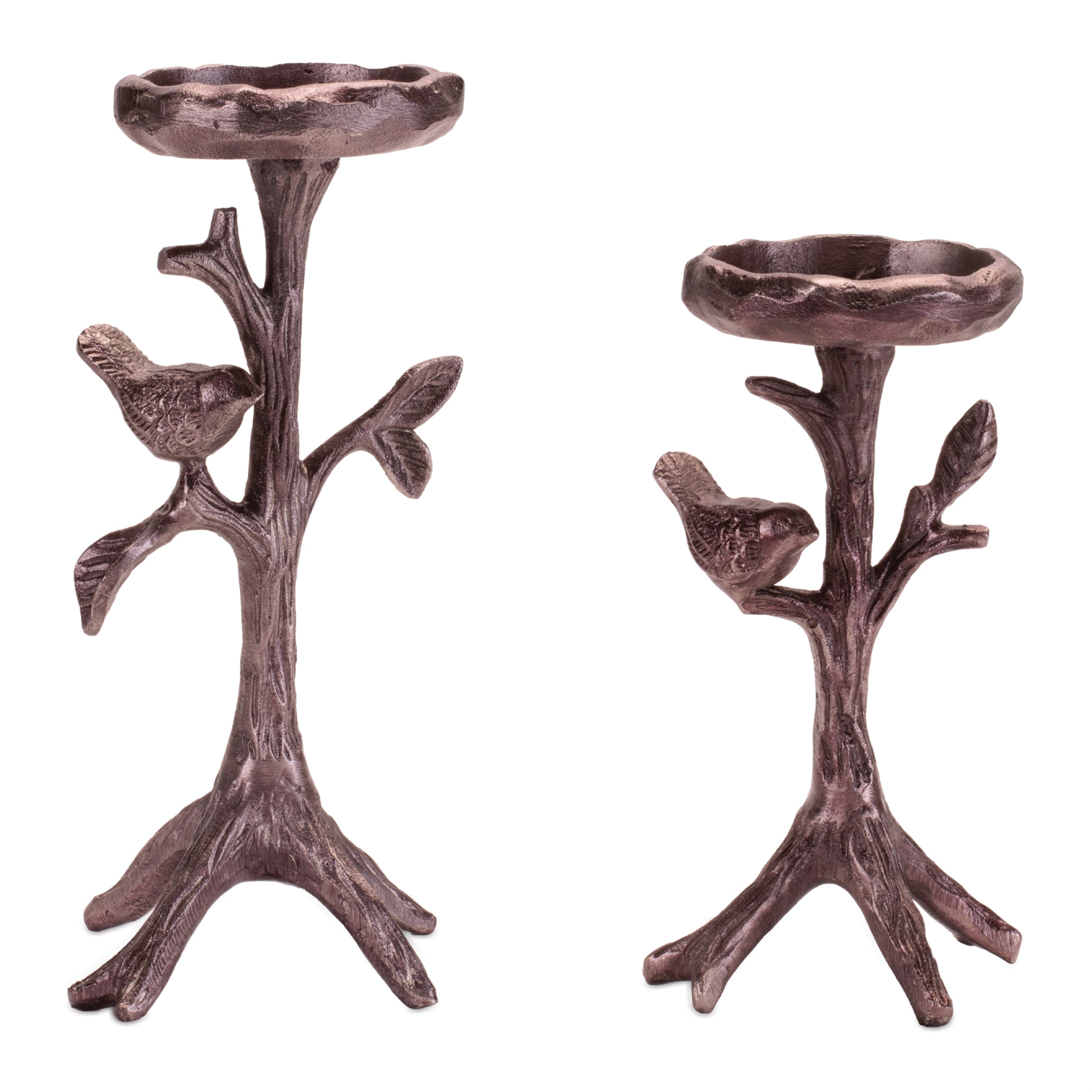 Metal Bird Branch Candle Holder (Set of 2)
